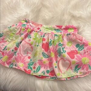 Lilly Pulitzer Pink and Green Floral Skirt with Tropical Flair